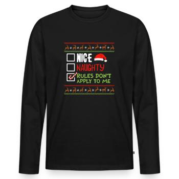 Christmas Xmas Saying Humor Funny Witty - Men's Premium Organic Long Sleeve Shirt - black - Front - Nico (187cm)