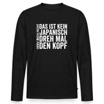 Ce n’est pas du japonais, tournez la tête - T-shirt manches longues Premium bio Homme - noir - Devant - Nico (187cm)