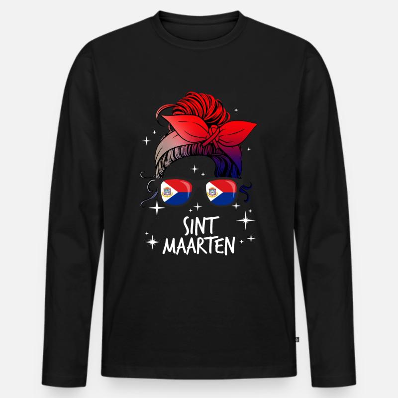 Sint Maarten - Männer Premium Bio Langarmshirt - Schwarz