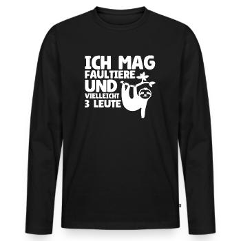 I like sloths and maybe 3 people - Men's Premium Organic Long Sleeve Shirt - black - Front - Nico (187cm)