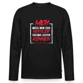 Lustiger Spruch Sarkasmus Humor Ironie Witzig - Männer Premium Bio Langarmshirt - Schwarz - Vorne - Nico (187cm)