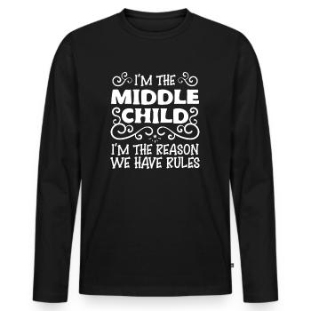 Famille Enfants Frères et sœurs Idée cadeau drôle - T-shirt manches longues Premium bio Homme - noir - Devant - Nico (187cm)