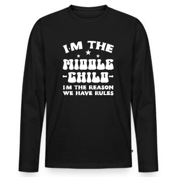 Famille Enfants Frères et sœurs Idée cadeau drôle - T-shirt manches longues Premium bio Homme - noir - Devant - Nico (187cm)