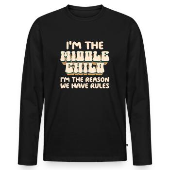 Famille Enfants Frères et sœurs Idée cadeau drôle - T-shirt manches longues Premium bio Homme - noir - Devant - Nico (187cm)