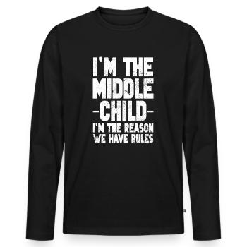 Famille Enfants Frères et sœurs Idée cadeau drôle - T-shirt manches longues Premium bio Homme - noir - Devant - Nico (187cm)