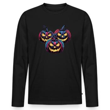 Pumpkin - Halloween Design - Men's Premium Organic Long Sleeve Shirt - black - Front - Nico (187cm)