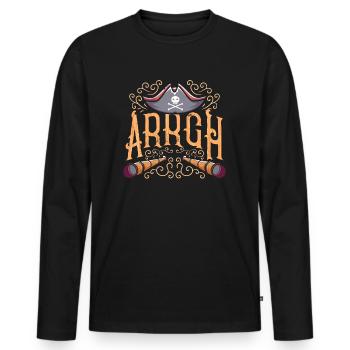 Halloween Pirate Saying Outfit Costume Arrgh - Men's Premium Organic Long Sleeve Shirt - black - Front - Nico (187cm)