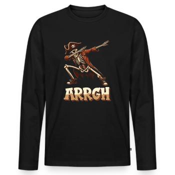 Halloween Pirate Saying Outfit Costume Arrgh - Men's Premium Organic Long Sleeve Shirt - black - Front - Nico (187cm)