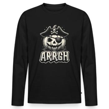 Halloween Pirate Saying Outfit Costume Arrgh - Men's Premium Organic Long Sleeve Shirt - black - Front - Nico (187cm)