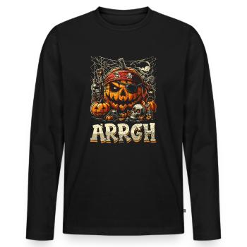 Halloween Pirate Dire Tenue Costume Arrgh - T-shirt manches longues Premium bio Homme - noir - Devant - Nico (187cm)