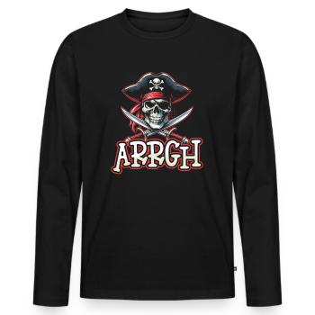 Halloween Pirate Saying Outfit Costume Arrgh - Men's Premium Organic Long Sleeve Shirt - black - Front - Nico (187cm)
