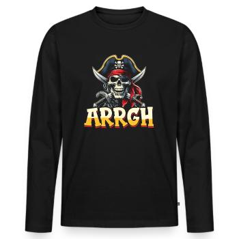 Halloween Pirate Dire Tenue Costume Arrgh - T-shirt manches longues Premium bio Homme - noir - Devant - Nico (187cm)