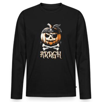 Halloween Pirate Saying Outfit Costume Arrgh - Men's Premium Organic Long Sleeve Shirt - black - Front - Nico (187cm)