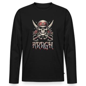 Halloween Pirate Saying Outfit Costume Arrgh - Men's Premium Organic Long Sleeve Shirt - black - Front - Nico (187cm)