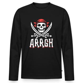 Halloween Pirate Saying Outfit Costume Arrgh - Men's Premium Organic Long Sleeve Shirt - black - Front - Nico (187cm)