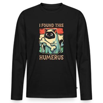 Halloween Cat Ghost Humor Saying Funny - Men's Premium Organic Long Sleeve Shirt - black - Front - Nico (187cm)