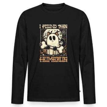 Halloween Cat Ghost Humor Saying Funny - Men's Premium Organic Long Sleeve Shirt - black - Front - Nico (187cm)