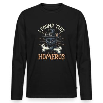 Halloween Cat Witch Humor Saying Funny - Men's Premium Organic Long Sleeve Shirt - black - Front - Nico (187cm)