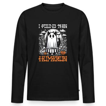 Halloween Cat Ghost Humor Saying Funny - Men's Premium Organic Long Sleeve Shirt - black - Front - Nico (187cm)
