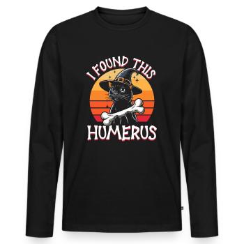 Halloween Cat Witch Humor Saying Funny - Men's Premium Organic Long Sleeve Shirt - black - Front - Nico (187cm)