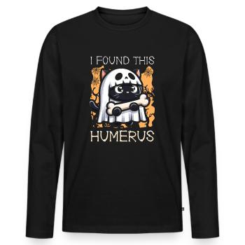 Halloween Cat Ghost Humor Saying Funny - Men's Premium Organic Long Sleeve Shirt - black - Front - Nico (187cm)