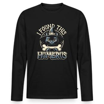Halloween Cat Witch Humor Saying Funny - Men's Premium Organic Long Sleeve Shirt - black - Front - Nico (187cm)
