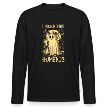 Halloween Cat Ghost Humor Saying Funny - Men's Premium Organic Long Sleeve Shirt - black - Front - Nico (187cm)