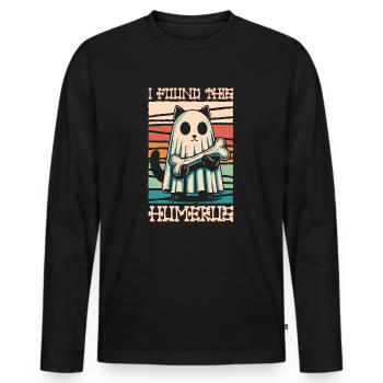 Halloween Cat Ghost Humor Saying Funny - Men's Premium Organic Long Sleeve Shirt - black - Front - Nico (187cm)