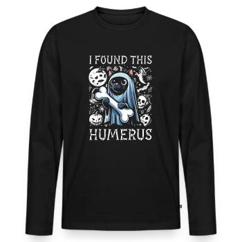 Halloween Cat Ghost Humor Saying Funny - Men's Premium Organic Long Sleeve Shirt - black - Front - Nico (187cm)