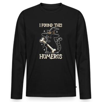 Halloween Cat Witch Humor Saying Funny - Men's Premium Organic Long Sleeve Shirt - black - Front - Nico (187cm)