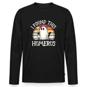 Halloween Cat Ghost Humor Saying Funny - Men's Premium Organic Long Sleeve Shirt - black - Front - Nico (187cm)