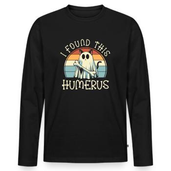Halloween Cat Ghost Humor Saying Funny - Men's Premium Organic Long Sleeve Shirt - black - Front - Nico (187cm)