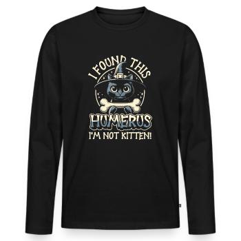 Halloween Cat Witch Humor Saying Funny - Men's Premium Organic Long Sleeve Shirt - black - Front - Nico (187cm)