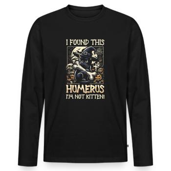 Halloween Cat Witch Humor Saying Funny - Men's Premium Organic Long Sleeve Shirt - black - Front - Nico (187cm)