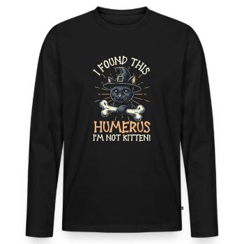 Halloween Cat Witch Humor Saying Funny - Men's Premium Organic Long Sleeve Shirt - black - Front - Nico (187cm)