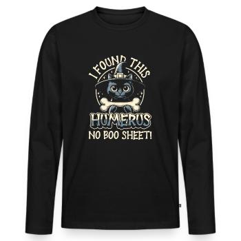 Halloween Cat Witch Humor Saying Funny - Men's Premium Organic Long Sleeve Shirt - black - Front - Nico (187cm)