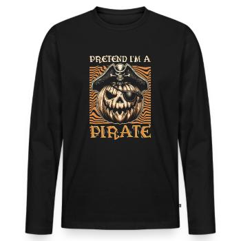 Halloween Pirate Dire Tenue Costume Drôle - T-shirt manches longues Premium bio Homme - noir - Devant - Nico (187cm)