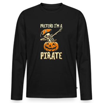 Halloween Pirate Saying Outfit Costume Funny - Men's Premium Organic Long Sleeve Shirt - black - Front - Nico (187cm)