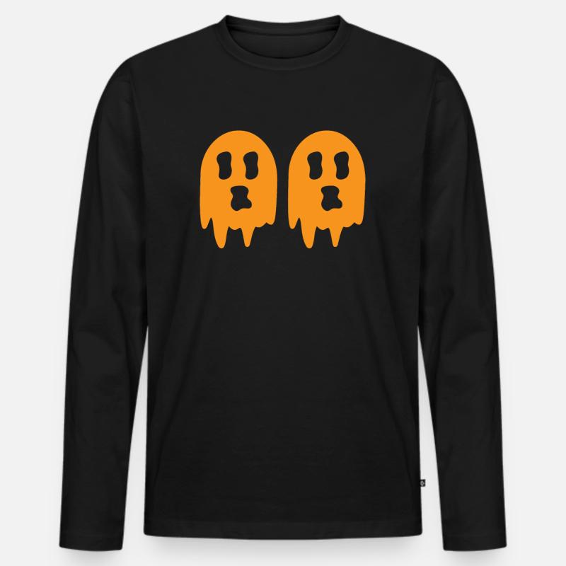 Halloween Geist Schädel - Männer Premium Bio Langarmshirt - Schwarz