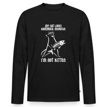 Katze Rock Musik Humor Lustig Geschenkidee - Männer Premium Bio Langarmshirt - Schwarz - Vorne - Nico (187cm)