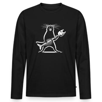 Rock Musik Katze Lustig Humor Geschenkidee - Männer Premium Bio Langarmshirt - Schwarz - Vorne - Nico (187cm)