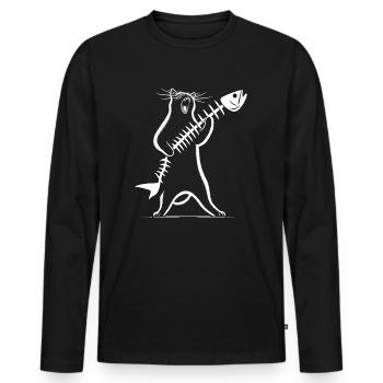 Rock Musik Katze Lustig Humor Geschenkidee - Männer Premium Bio Langarmshirt - Schwarz - Vorne - Nico (187cm)