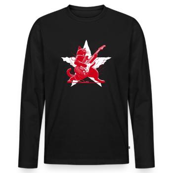Rock Musik Katze Lustig Humor Geschenkidee - Männer Premium Bio Langarmshirt - Schwarz - Vorne - Nico (187cm)