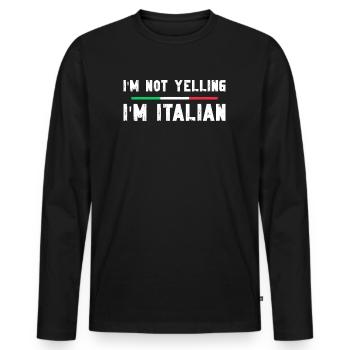 Italien Italie Idée cadeau Humour - T-shirt manches longues Premium bio Homme - noir - Devant - Nico (187cm)