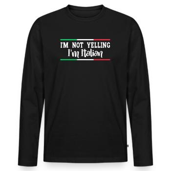 Italien Italie Idée cadeau Humour - T-shirt manches longues Premium bio Homme - noir - Devant - Nico (187cm)
