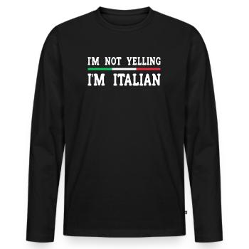 Italien Italie Idée cadeau Humour - T-shirt manches longues Premium bio Homme - noir - Devant - Nico (187cm)