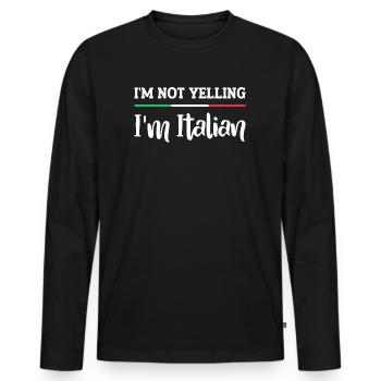 Italien Italie Idée cadeau Humour - T-shirt manches longues Premium bio Homme - noir - Devant - Nico (187cm)