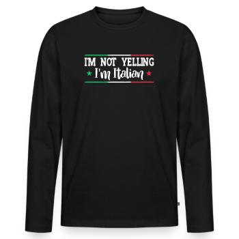 Italien Italie Idée cadeau Humour - T-shirt manches longues Premium bio Homme - noir - Devant - Nico (187cm)