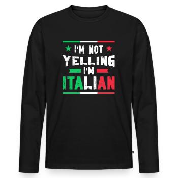 Italien Italie Idée cadeau Humour - T-shirt manches longues Premium bio Homme - noir - Devant - Nico (187cm)