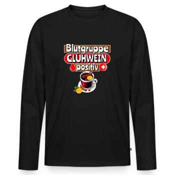 Blutgruppe Glühwein | Weihnachtsgeschenk - Männer Premium Bio Langarmshirt - Schwarz - Vorne - Nico (187cm)